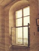 Caspar David Friedrich View of the Artist's Studio Left Window (mk10) Norge oil painting reproduction
